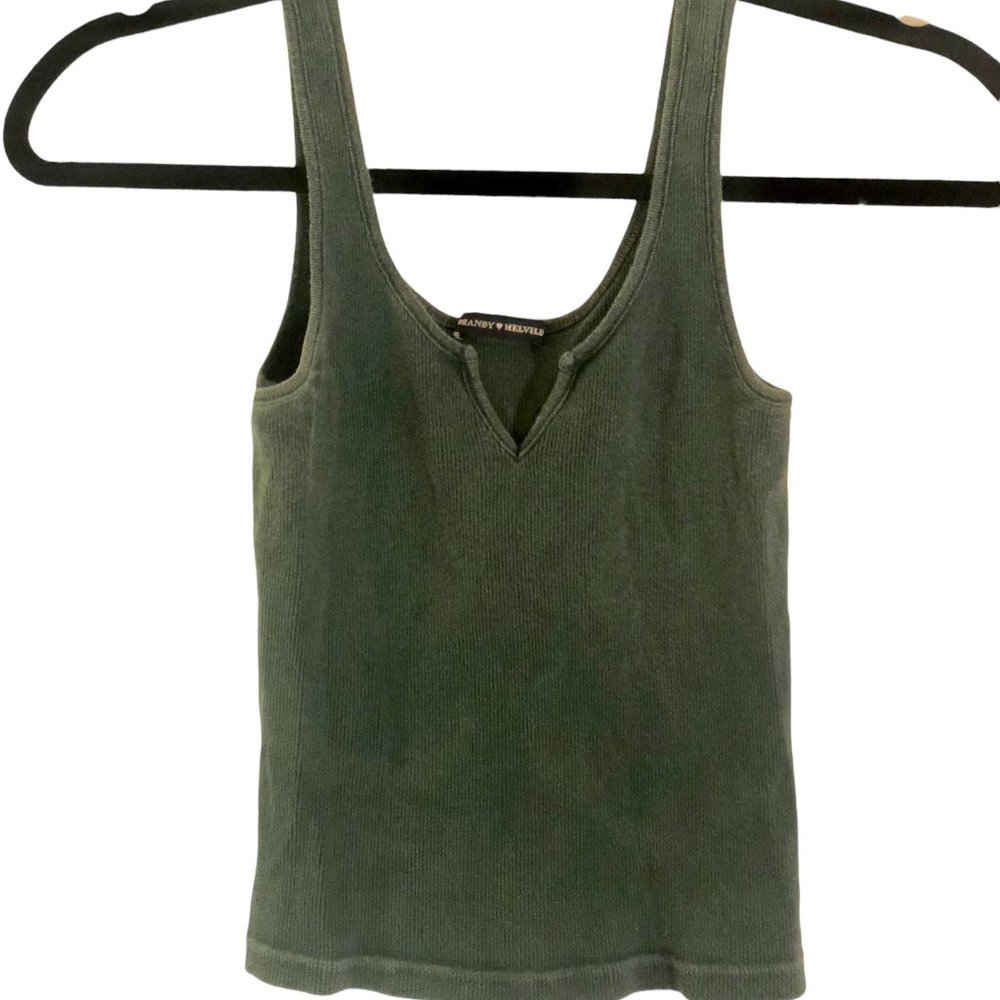 Brandy Melville Green Ribbed Crop Tank